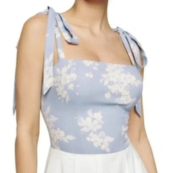 Reformation Ellora Floral Top In Bijou Tie Straps Sz 12 FLAWED - Picture 1 of 8